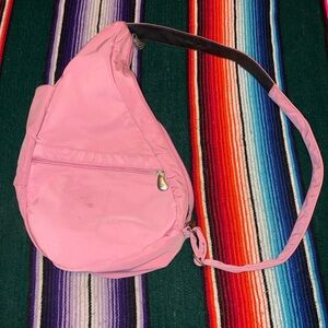 AmeriBag Healthy Back Bag Pink Nylon Sling Crossbody Backpack